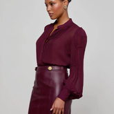 Pleated Blouse in Burgundy